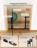 Babelio Extra Wide Baby/Dog Gate PressGuard P7, 29-55" Auto Close - Image 5