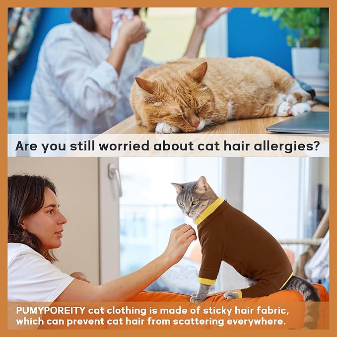 PUMYPOREITY Cat Hair Sticky Shirt – Breathable & Lightweight, Prevents Licking - Image 2