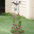 SUNNYPARK Bird Bath with Trellis Outdoor, Antique Garden Iron Trellis with - Image 5