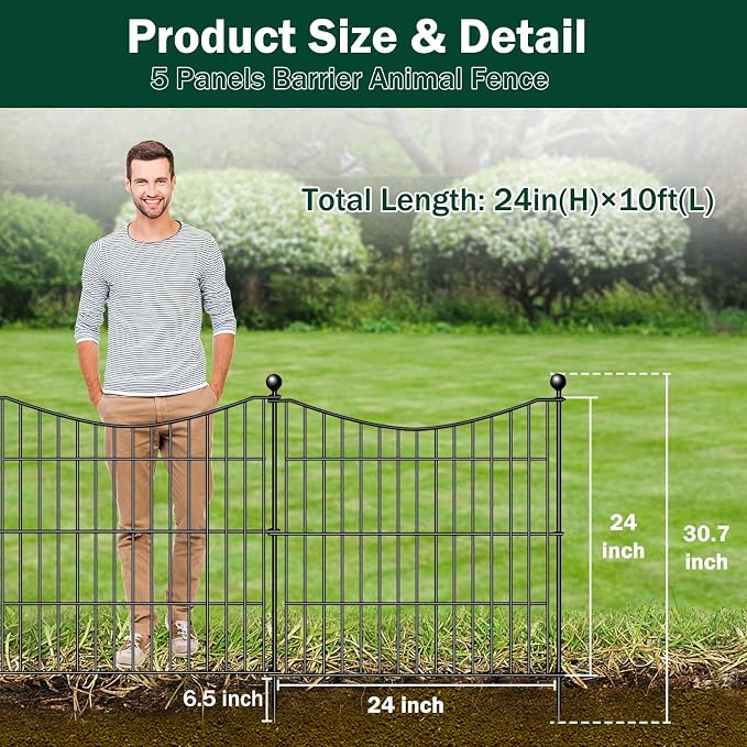 5 Panels No Dig Dog Fence Outdoor - Image 2