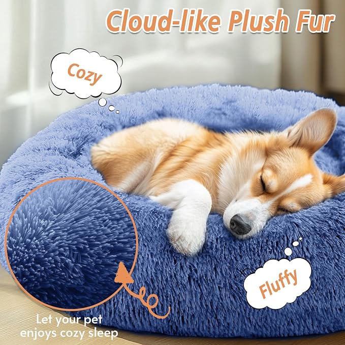 JOLLYVOGUE Calming Dog Bed Medium Size Dog, Anti-Anxiety Donut Medium Pet Bed - Image 2