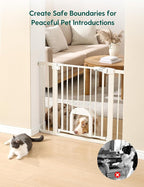 Babelio Baby Gate with Adjustable Cat Door, 29-43" Auto Close Durable Pet door - Image 3