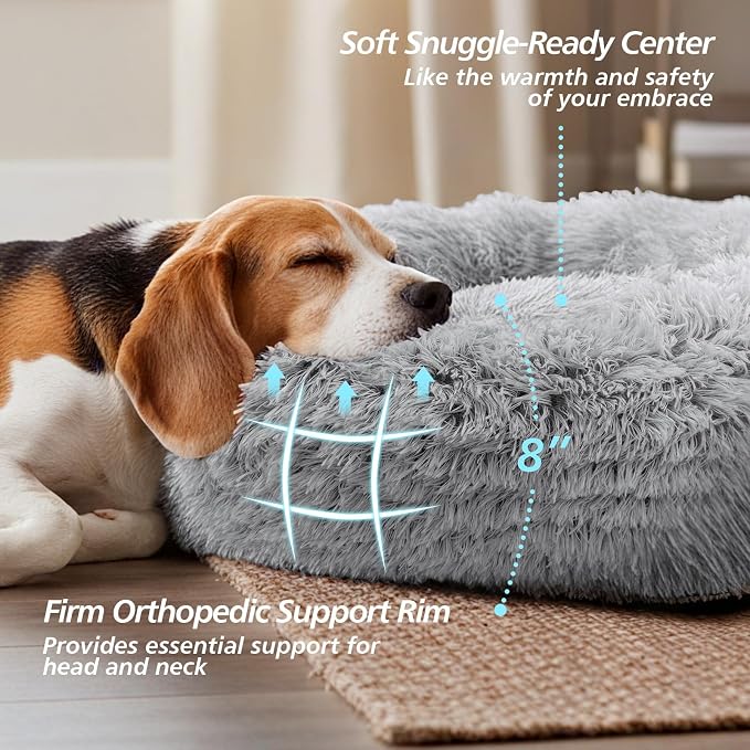 JOLLYVOGUE Calming Dog Bed Large Size Dog, Anti-Anxiety Donut Large Pet Bed - Image 3