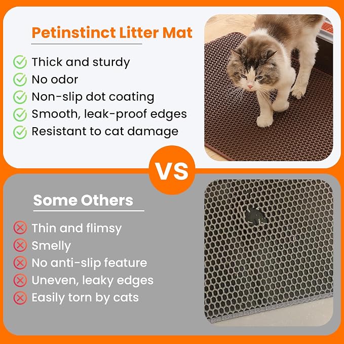 Jumbo Cat Litter Mat, 46x26 Inches Double Layer Honeycomb Litter Trapping Mat - Image 3