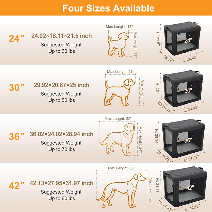 Dog Travel Crate 36 Inch, Portable Soft-Sided Travel Carriers - Image 3