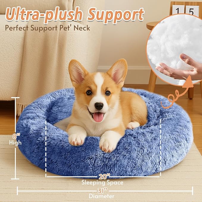 JOLLYVOGUE Calming Dog Bed Medium Size Dog, Anti-Anxiety Donut Medium Pet Bed - Image 4