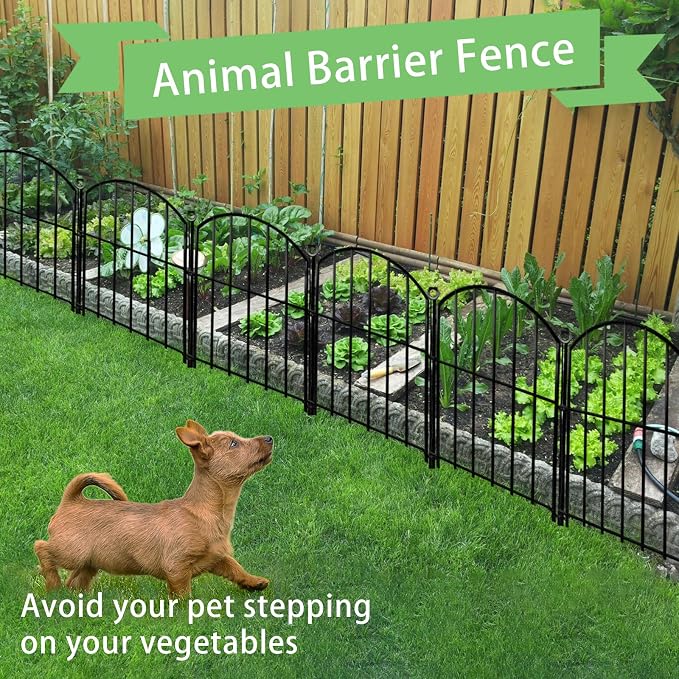 Decorative Garden Fence 17inx13in, 26 Pack Rustproof Metal No Dig Fence Animal - Image 6