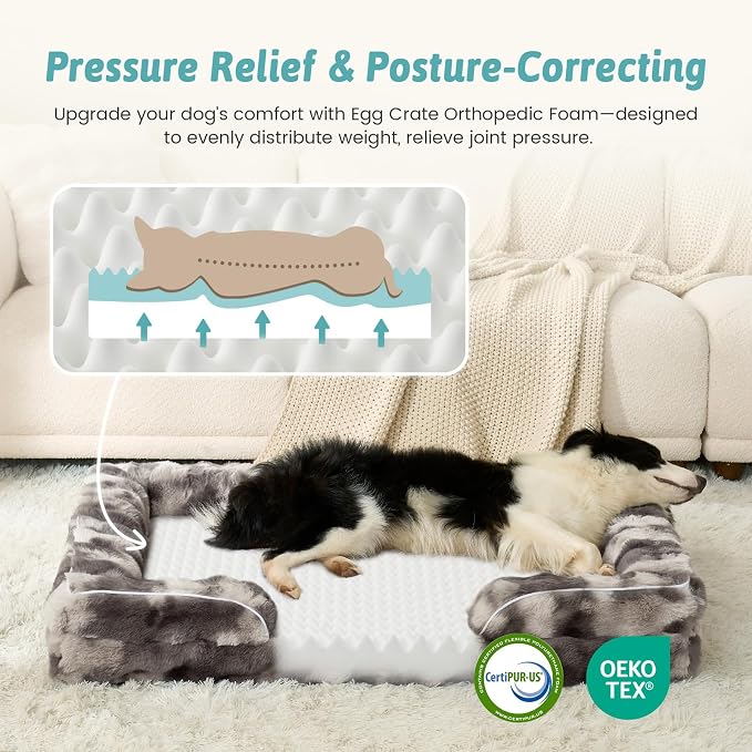 Orthopedic Dog Bed for Large Medium Size Dog, Soft and Warm Faux Fur Sofa for - Image 2