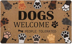 Dogs Welcome People Tolerated Door Mat, Cute Dog Paws Print Artificial Coir by Unknown