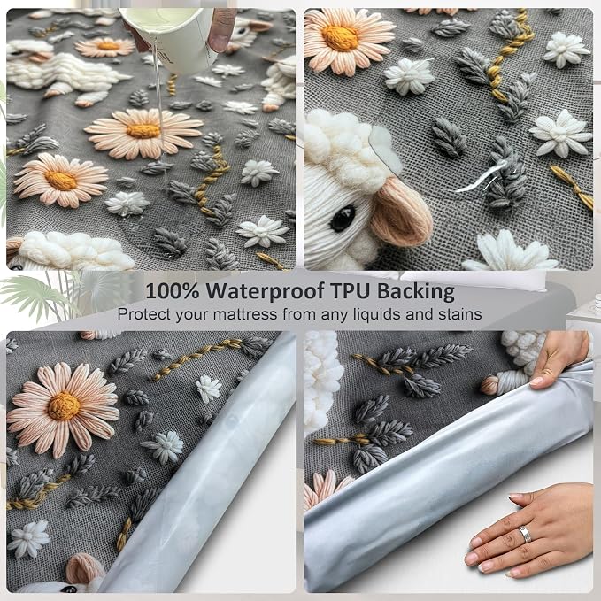 Waterproof Mattress Protector Full, Fitted Sheet Style Breathable Mattress Cover - Image 2