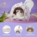 Lesure Cute Cat Beds for Indoor Cats - 2 in 1 Large Cat Cave Bed - Image 5