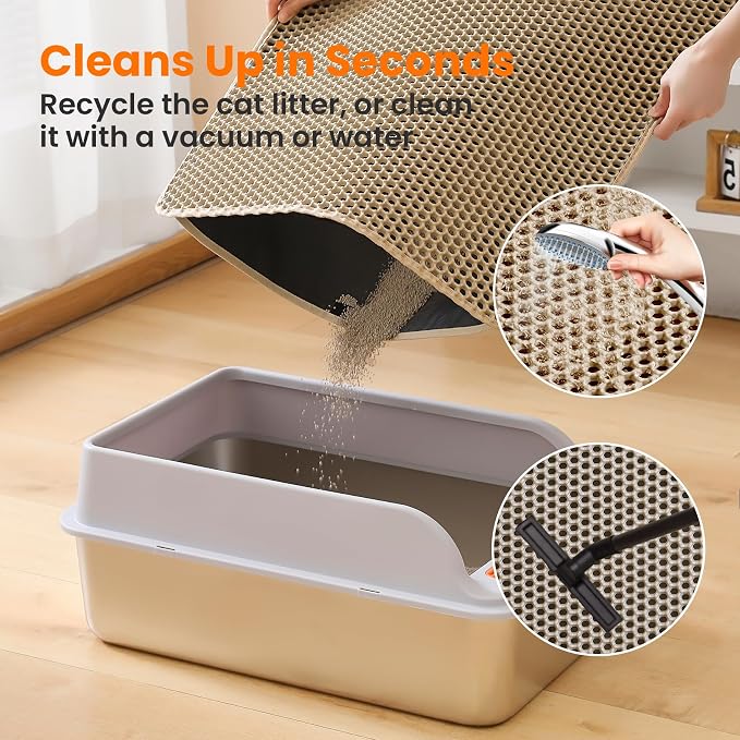 Extra Large Cat Litter Mat, 30x22 Inches Honeycomb Double Layer Cat Litter - Image 5