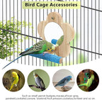 2Pcs Small Bird Mirror Parrot Swing, Wooden Parakeet Perches Flower Interactive - Image 5