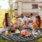GENIMO 10' Round Outdoor Rug for Patios Clearance, Reversible Plastic Straw Rugs - Image 4