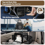 Top and 2 Sides Expandable Pet Carrier 17x11x9.5, TSA Airline Approved Small - Image 2