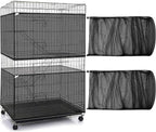 Shappy 2 Pieces Adjustable Bird Cage Seed Catcher Birdcage Cover Nylon Mesh by Shappy