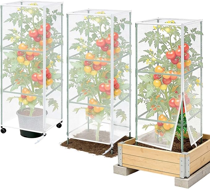 3 Pack Garden Netting Cover for Square Tomato Cage by Uyeesi