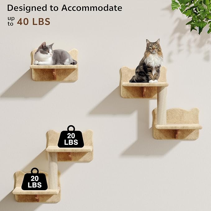 13-in-1 Cat Wall Shelves, Wall Mounted Cats Furniture Set - Image 4