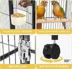 DWVO 41-inch Metal Bird Cage: Large Parrot Cages - Image 6