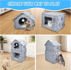 2-Storey Detachable Cat House for Indoor Cats Bed, Covered Beds & Furniture - Image 7