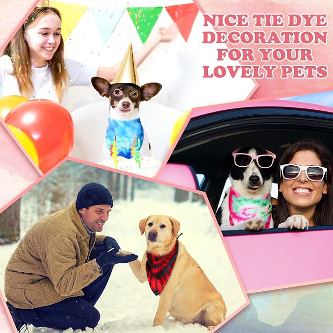 150 Pcs Tie Dye Dog Bandanas Bulk Pet Bibs Colorful Triangle Scarf Tie Dye Pet - Image 6