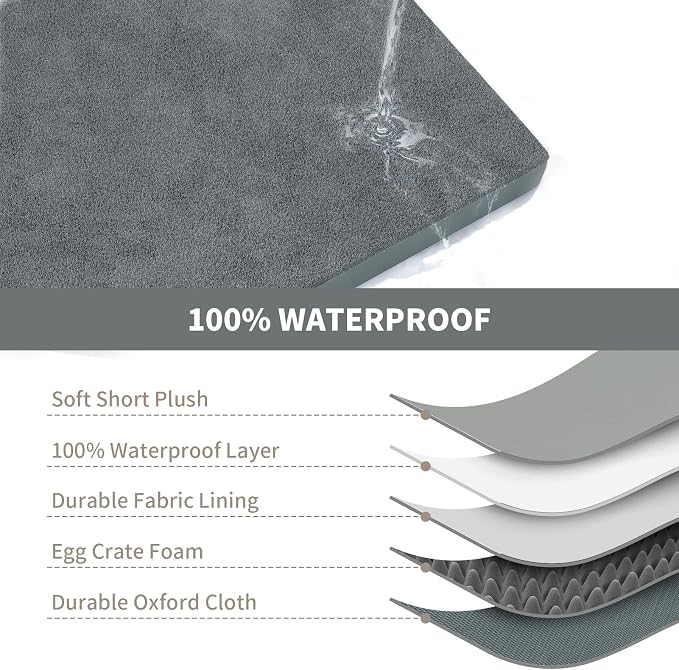 Comfort Dog Bed for Small Dogs & Cats, Waterproof Dog Crate Mat Orthopedic Egg - Image 7