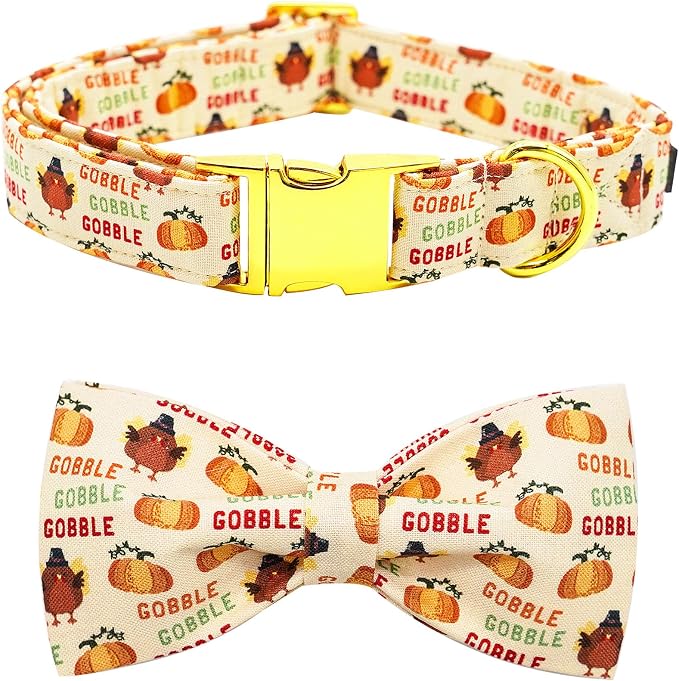 Dog Collar, Thanksgiving Turkey Pet Collar Bow Holiday Girl Boy Bow Dog Collars by BoboRainbow
