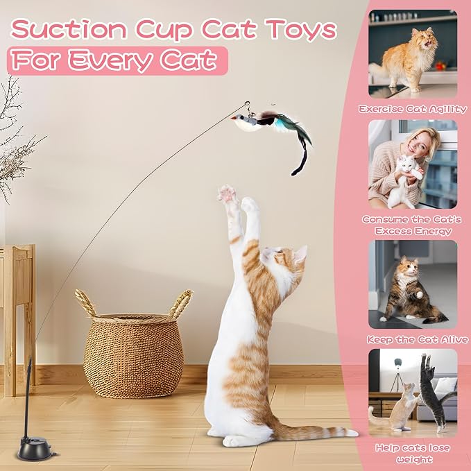 Interactive Bird Simulation Cat Toy Set, Cat Wand Toys, Wand Self-Holding - Image 2