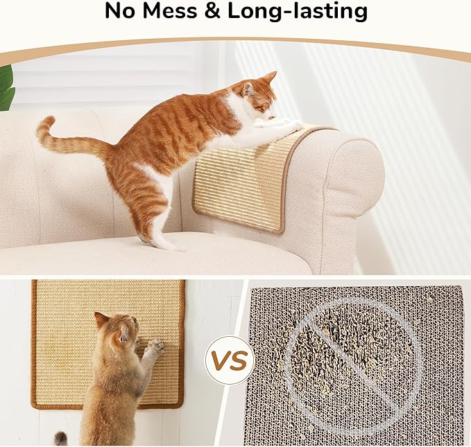 FUKUMARU 2 Packs Cat Scratching Mat, 19.6 x 11.8 Inch Natural Sisal Cat Scratch - Image 5