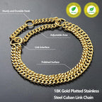 Gold Dog Chain Collar Stainless Steel 18K Gold Collar Adjustable Walking - Image 2