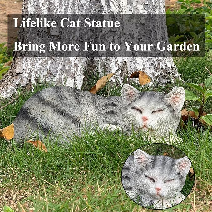 GARDEN WHISPER Cat Statue, Contemporary, Outdoor / Indoor Decor, 11.4" L x 7.1" - Image 4