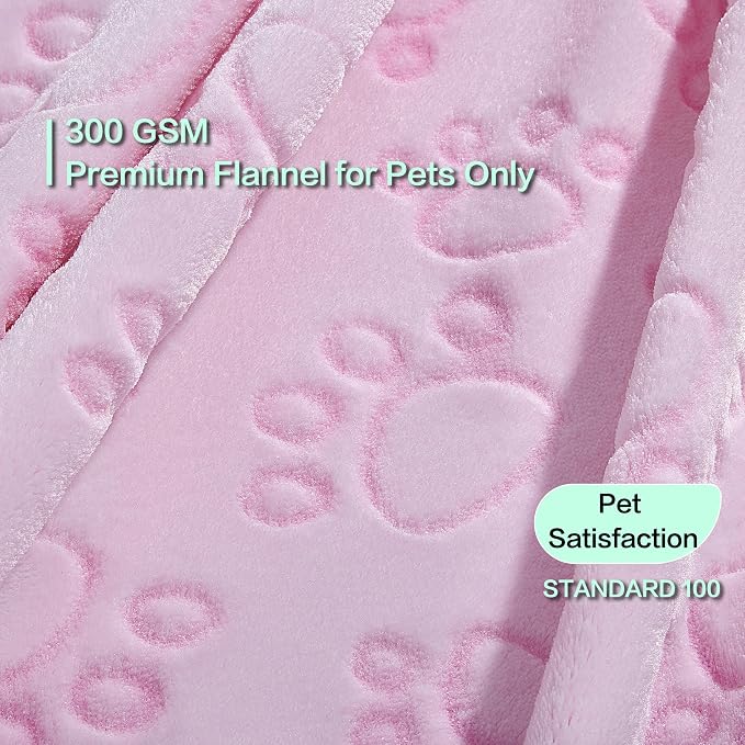 Stuffed Premium Soft Dog Blanket, Flannel Pink Stuff Cute Paw Print, 43 * 66 - Image 2