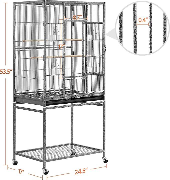 Yaheetech 54-inch Wrought Iron Standing Large Parrot Parakeet Flight Bird Cage - Image 3