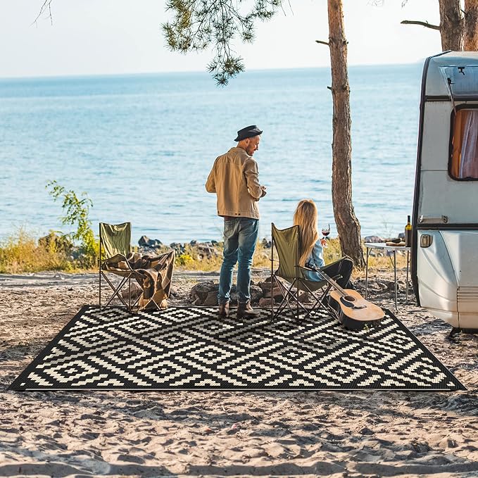GENIMO 5x8 Outdoor Rug Waterproof, Reversible Mats, Area Rug, Plastic Outside - Image 2