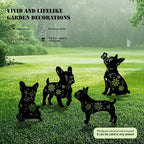 4 Pack Bulldog Metal Garden Decorative Stakes, Weather Proof Puppy Silhouette - Image 3