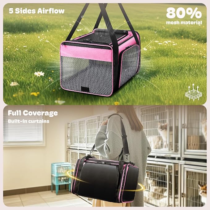 Top and 2 Sides Expandable Cat Carrier 18x11x11, TSA Airline Approved Dog - Image 3
