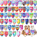 50 Pcs Tie Dye Dog Bandanas Bulk Pet Bibs Colorful Triangle Scarf Tie Dye by Huhumy