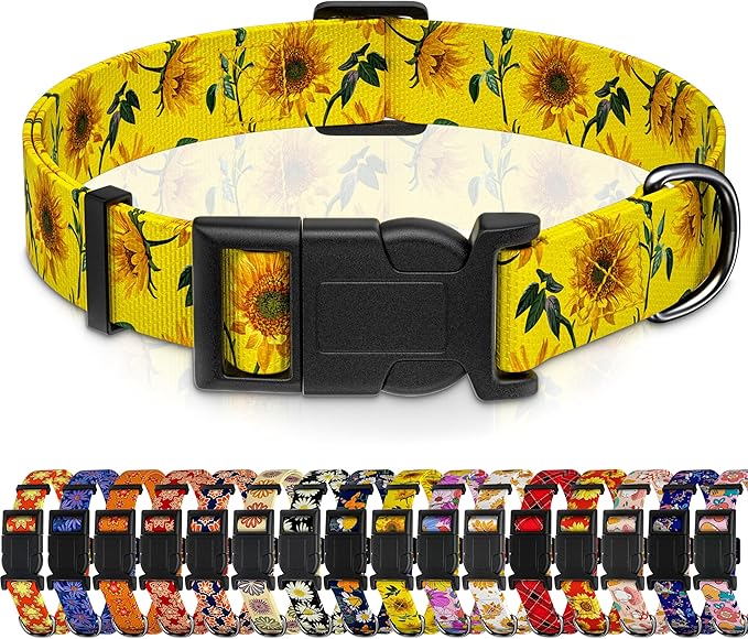 Dog Collar, Floral Boys Girls Puppy Collar, Adjustable Soft Pet Collar by Seyezo