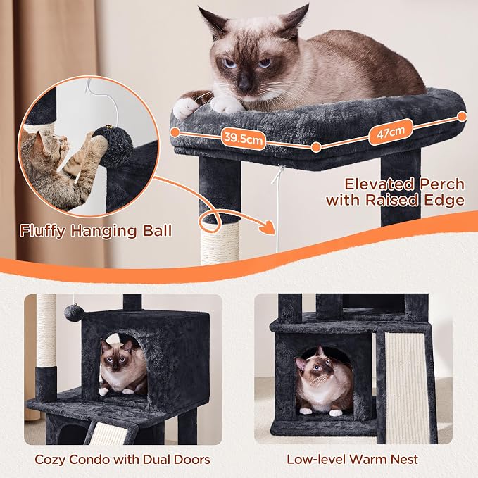 Yaheetech Cat Tree for Indoor Pets, 36in Tower Condo w/Extra Large Perch - Image 3