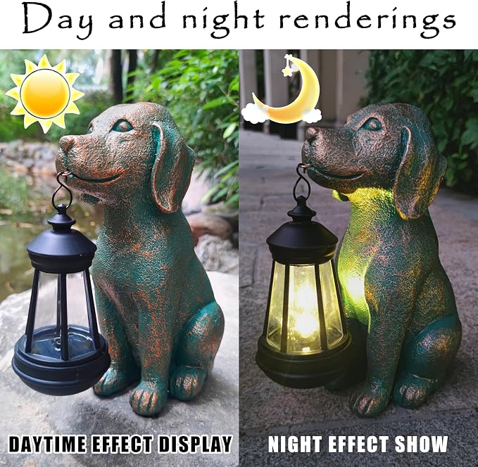 Dog Garden Statues with Solar Lantern Outdoor Decor-Dog Solar Figurines Lights - Image 2