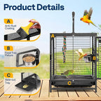 VIVOHOME 19 Inch Wrought Iron Bird Travel Carrier Cage - Image 5