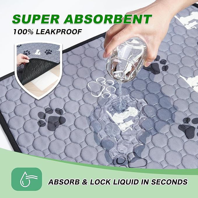 Washable Pee Pads for Dogs Mat, 2 Pack Absorbent Reusable Training Dog Pads Pet - Image 2