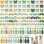 Reginary 100 Pieces Dog Bow Tie Collar Set Include 40 Dog Neckties, and 30 by Reginary