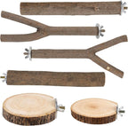 8 PCS Bird Perch Set, Natural Birch Wood Straight & Forked Perches by TreewollAlwaysontheWay