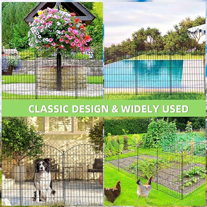 Decorative Garden Fence 40in x 30in, 10 Pack No Dig Fence Animal Barrier - Image 3