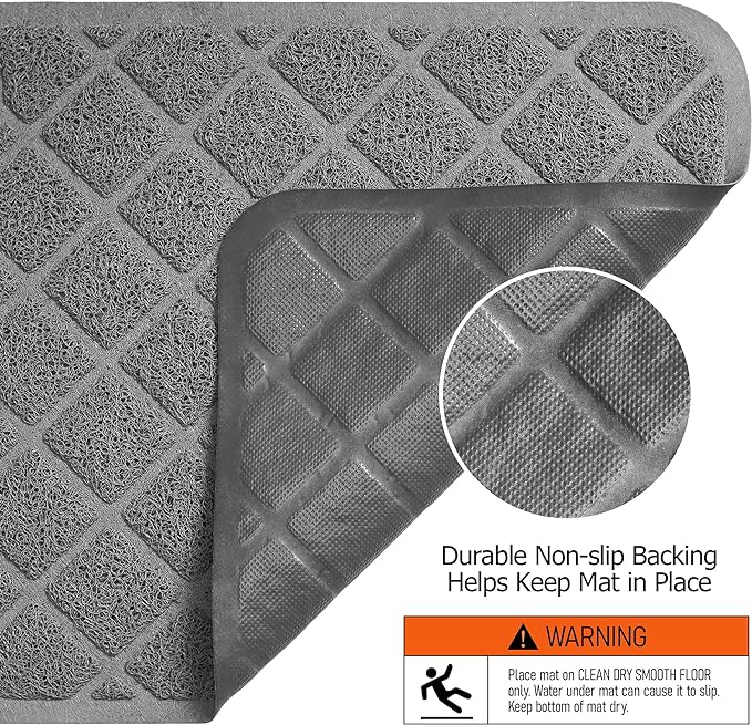 PVC Cat Litter Mat 24x15 Inch Grey, Less Waste Cat Litter Box Mat, Soft on - Image 6