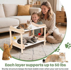 2-Layer Cat Hammock Bed, Breathable Washable Covers, Wooden Pet Furniture - Image 5