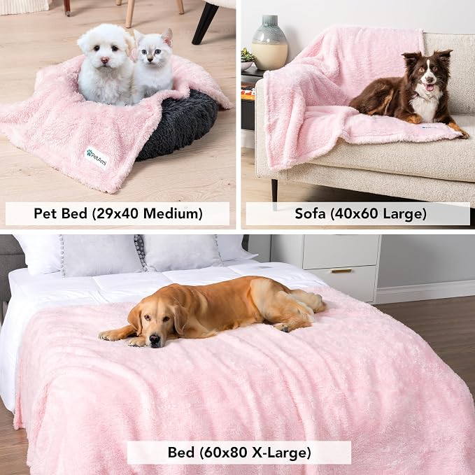 PetAmi Dog Blanket for Large Medium Dogs Pink, Fluffy Soft Puppy Blanket - Image 5