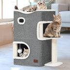 YITAHOME 2-Tier Cat House, Indoor Cat Cave Bed Playhouse, Cat Tunnels by YITAHOME